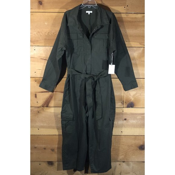 NWT Good American Jumpsuit One Piece Full Zip Womens Size 6 Cargo Military